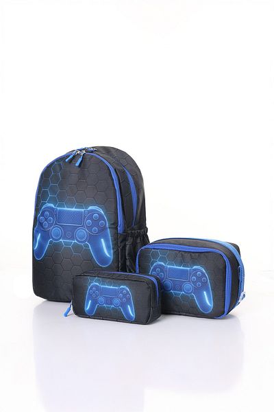 D'VERS Gamepad Patterned 3-Piece School Bag Set
