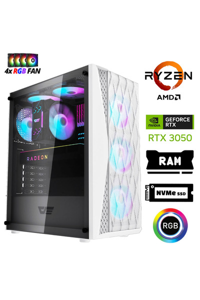 XASER Xsr1196 Ryzen 5 5500 16GB Ram 512GB M.2 NVMe SSD 6GB RTX3050 Masaüstü O...