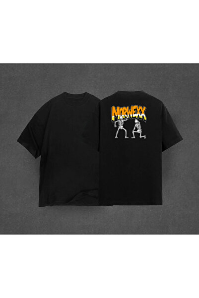 morwexx تي شيرت كبير الحجم مطبوع عليه جرافيتي هيكل عظمي للجنسين
