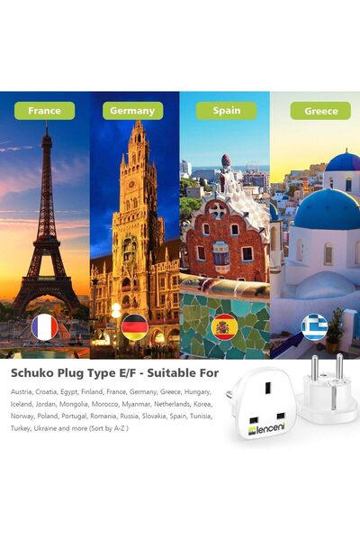 LENCENT محول قابس المملكة المتحدة إلى الاتحاد الأوروبي (2 قطعة)