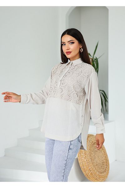Vegove Lace Front Detailed Shirt