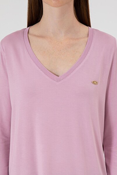 U.S. Polo Assn. Kadın Açık Manolya V Yaka Sweatshirt