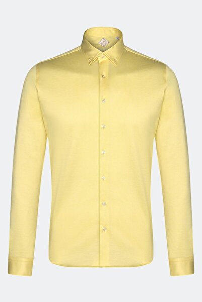 Sabri Özel Düğmeli Yaka Erkek T-Shirt Sarı