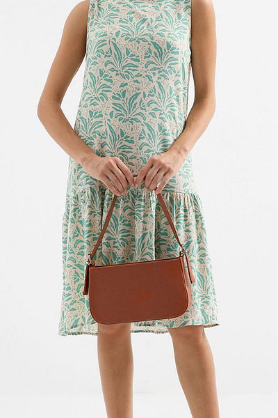 Merterium Women's Flat Baguette Shoulder Bag Brown 1214