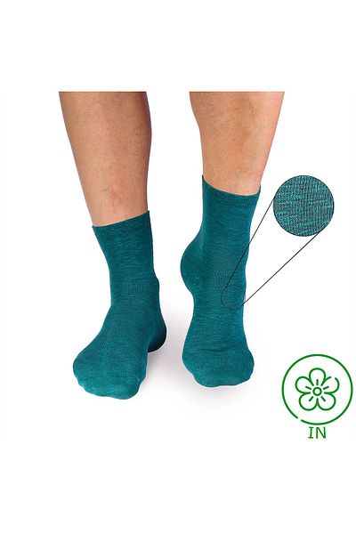 Pirin Hill Linen and cotton socks LINEN SNEAKER SOCKS Petrol blue