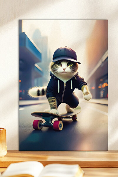 Zevahir Mobilya Dekorasyon 1 bucată de masă MDF cu aspect de lemn, cu pisică ...