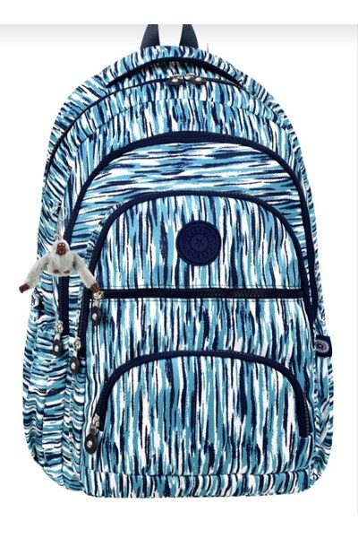 çantamgelsin Set of 2 Luxury Crinkle Fabric High School and Middle School Backpack with Monkey Keychain Gift