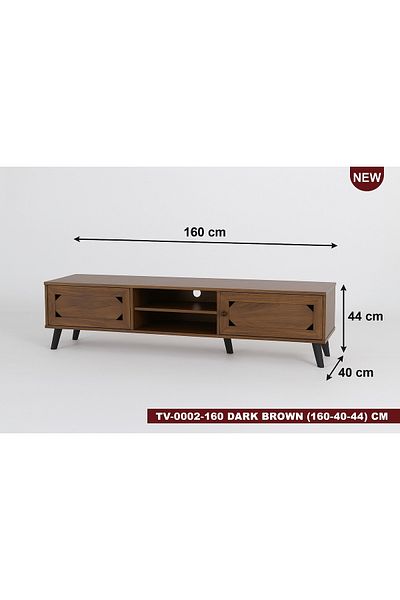 TrentonGCC 160 cm MDF Wooden TV Stand – 2 Doors, Shelves & Cable Hole – Black Legs