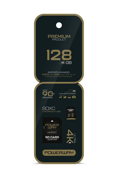 POWERWAY Premium 128 Gb Sdxc Uhs Class 4K Ultra Speed Memory Card + Adapter