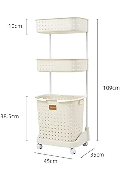 Generic Laundry basket storage basket shelf for dirty clothes, hollow design, portable multi-layer (color: w