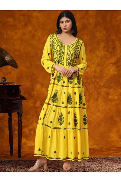 alaya Hand Embroidered Lucknowi Chikankari Rayon Jalabiya-AL3935