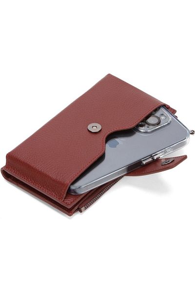 Newish Men's Burgundy Genuine Leather Handheld Portfolio Phone Holder Card Holder and Wallet