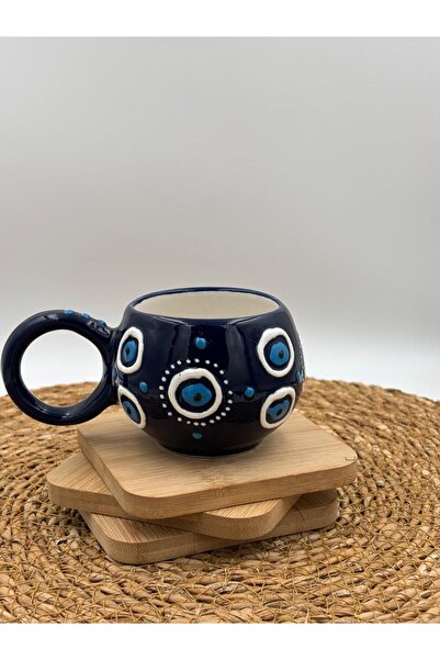 3DreaMaker 2 Pieces Handmade Ceramic Mug with Embossed Pattern