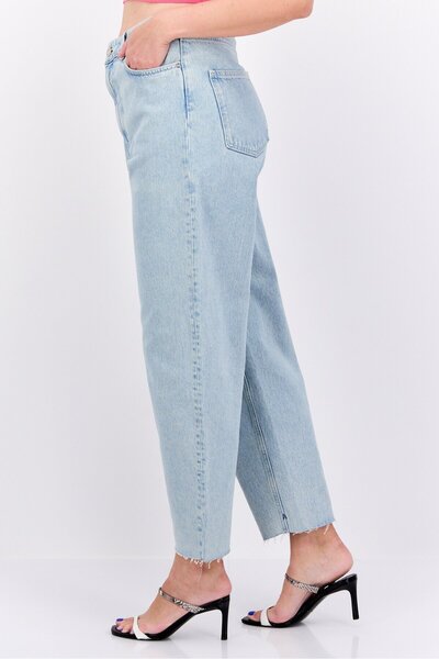 Scotch & Soda Women Balloon Fit Washed Non Stretchable Jeans, Light Blue
