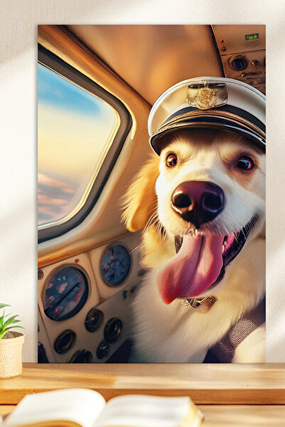 Zevahir Mobilya Dekorasyon 1 tablă MDF cu aspect de lemn cu tematică de câine pilot