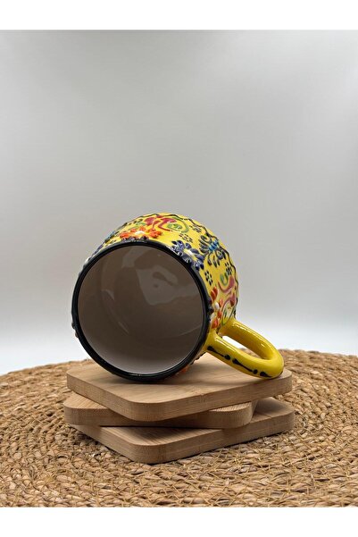 3DreaMaker 2 Pieces Handmade Ceramic Mug with Embossed Pattern