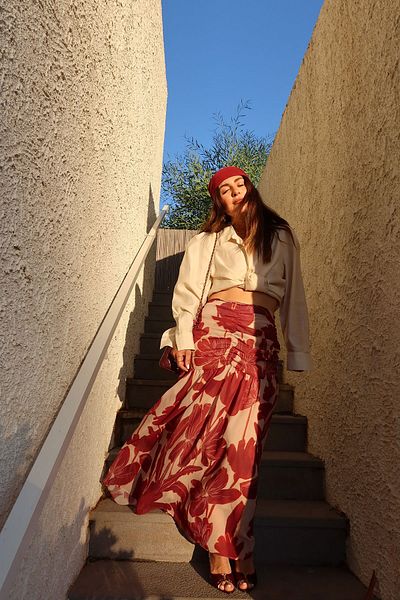 Özge Özgenç Draped Patterned Maxi Skirt