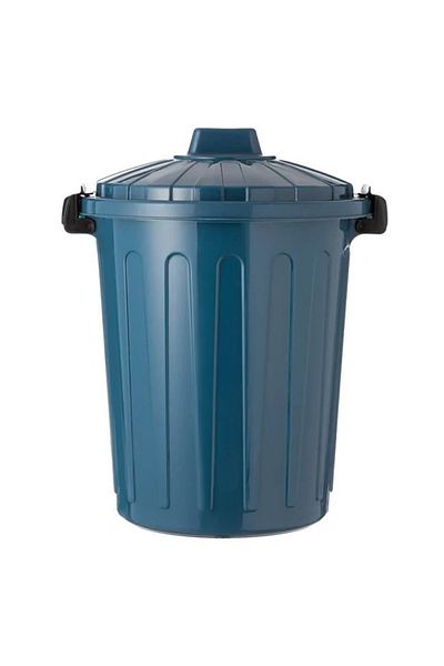 divendi-ro Waste bin, plastic, with lid and clips, capacity 25L, blue
