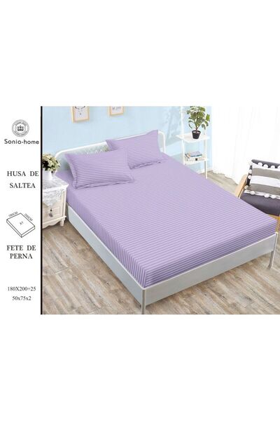 OEM Bed cover and 2 pillowcases, with elastic, Sonia-Home, Damask, 1 person, Uni, 140x200cm, Lilac