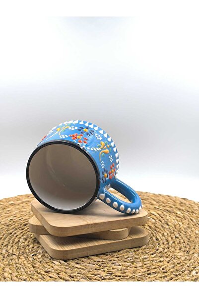 3DreaMaker 2 Pieces Handmade Ceramic Mug with Embossed Pattern