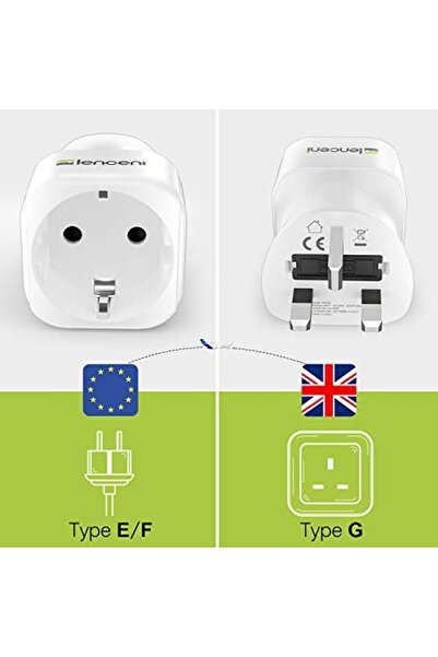 LENCENT 2Pcs EU to UK Plug Adapter