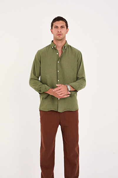 No Way Ανδρικό λινό πουκάμισο κανονικής εφαρμογής