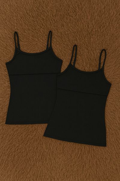QKK Women's Camisole Modal Cotton Lycra Padded Strap 2-Piece Undershirt Q6K6K5T1Ka