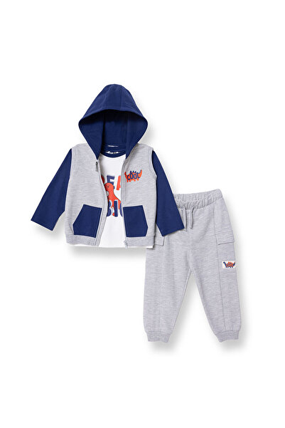 ebebek Hello Baby HelloBaby Erkek Bebek Eşofman Takımı Fermuarlı Cool Dino Uzun Kol Lastikli