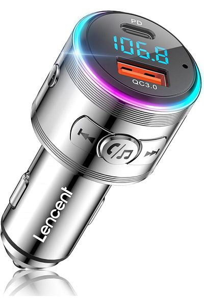 LENCENT Car FM Transmitter Bluetooth 5.3, PD 30W & QC3.0 18W Fast Car Charger