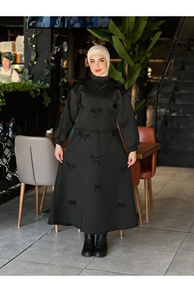 Esre Store 44137 - Λεπτομερές Σετ Ενδυμάτων Χιτζάμπ Μαύρο-A20