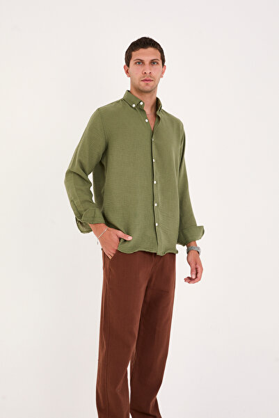 No Way Ανδρικό λινό πουκάμισο κανονικής εφαρμογής