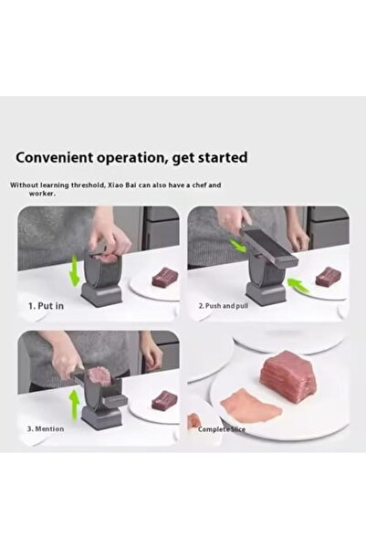 BLUE CORAL Manual Stainless Steel Fresh Meat Cutter Chopper for Meat Slicing Strips Dices for Home Kitchen (Bla