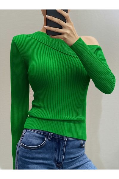 FLEX FASHION New Season Shoulder Detail Trend Knitwear Badigreen
