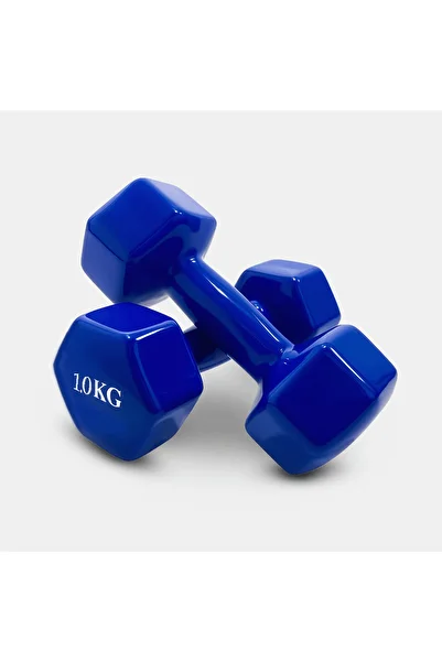 Athletos Set de 2 gantere Athletos®, 2 x 1 kg, interior din fontă, acoperire din vinil, albastre