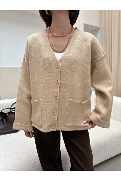 MODA Carra "Milano" Düşük Kollu Şardonlu Kalın Hırka