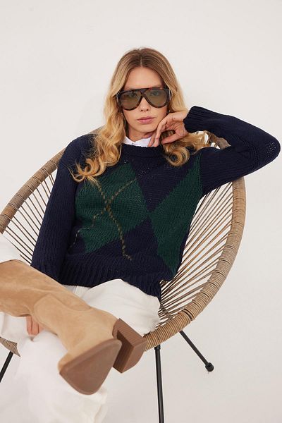 Tudors Women's Regular Fit Classic Cut Crew Neck Navy Blue Sweater