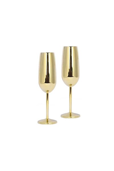 Nabi Market Set 2 Champagne Glasses Gold Stainless Steel Nabi Market ®