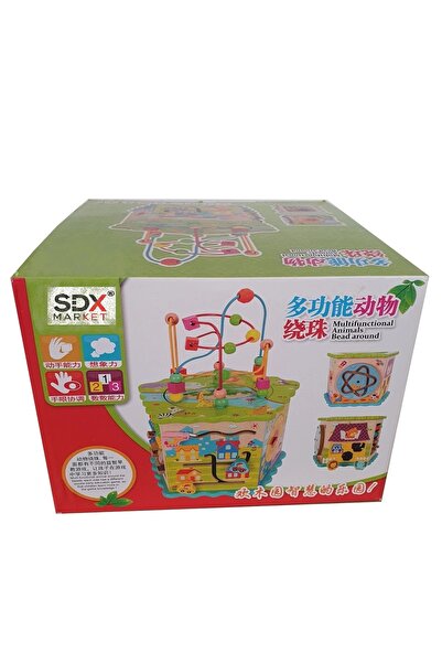 SDX Market Jucărie educativă Montessori, multifuncțională 6 în 1, din lemn, v...