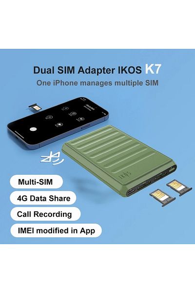 iKOS K7 Dual Sim Adapter with 4G Support for iPhone