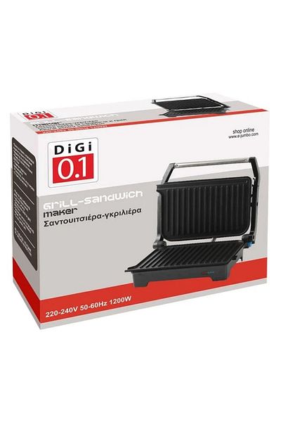 divendi-ro Sandwich maker, non-stick cooking surface, power 1200W, black