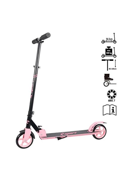 divendi-ro Trotinetă din aluminiu, cu suport, ghidon reglabil, 100 kg, roz și...