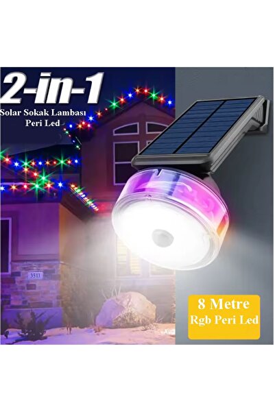 gaman 2in1 Güneş Enerjili 38 Ledli Solar Sokak Lambası + Solar 8 metre RGB Pe...