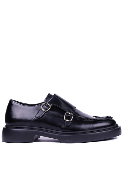 Shoetyle - Black Genuine Leather Buckle Men's Classic Shoes 115-K575