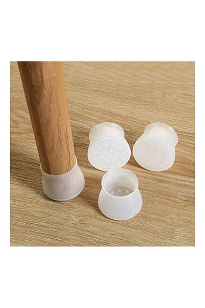 ElastiX shop Set of 4 chair leg protectors, universal silicone, white-transparent