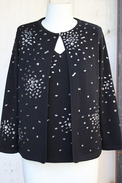 trikobis Serpme Crystal Stone Embroidered Detail Special Design Wool Knitted Jacket