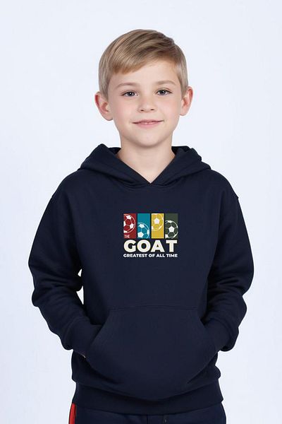 FYK COLLECTİON Kangaroo Pocket Hooded Goat Printed Boy's Tracksuit Set