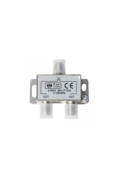 OEM TV splitter for coaxial cable, 2 outputs, 5-1000 MHz, metal