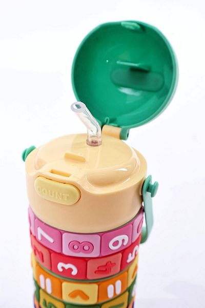 ZUZUNGA Adventure Themed Boy's School Bag - Colorful Numbers and Shapes Educational Water Bottle Set