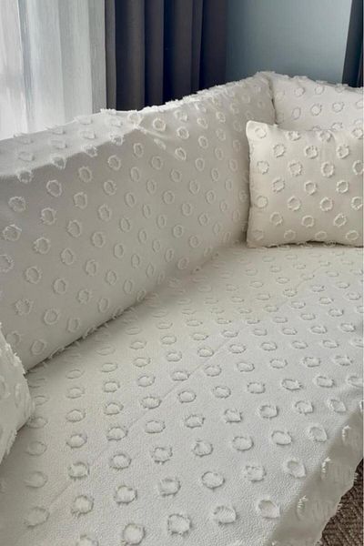 Çeyiz Diyarı Κωνικό κάλυμμα μαξιλαριού δώρο 170x210 cm Βαμβακερό κάλυμμα καναπέ Κρέμα