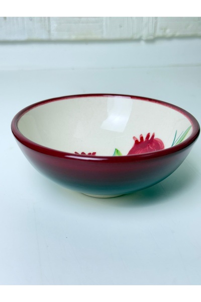 naturalife Handmade Double Ceramic Bowl | Pomegranate Patterned, Decorative & Presentation Snack Set